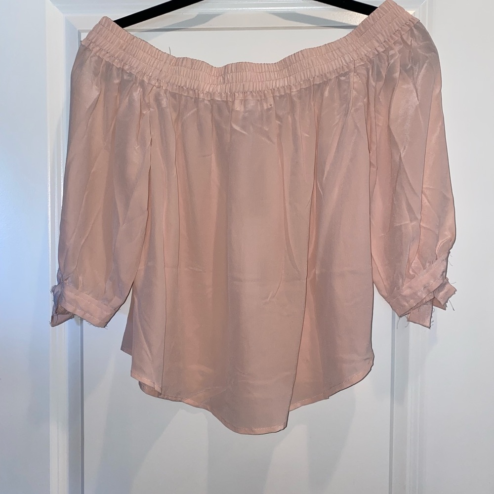 Terre Jacobs Off the Shoulder Silk Blouse